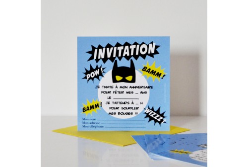 Carte anniversaire super héros fille - Carte d'invitation super heros