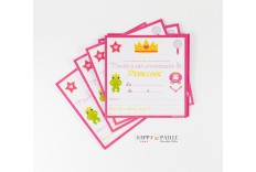 Invitation soirée pyjama filles - 6 Cartes girly & enveloppes blanches