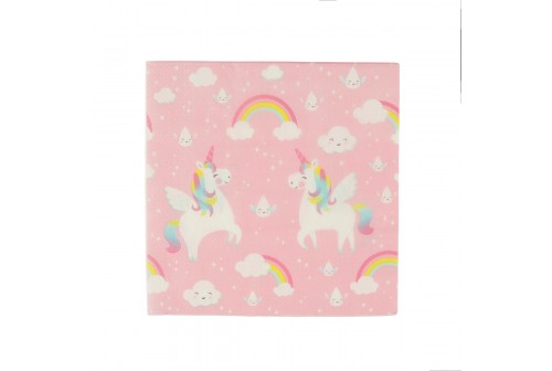 Serviettes Licorne arc en ciel