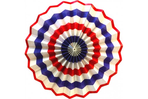 Cocarde en papier Bleu-Blanc-Rouge - Eventail 30 cm -rosace tricolore