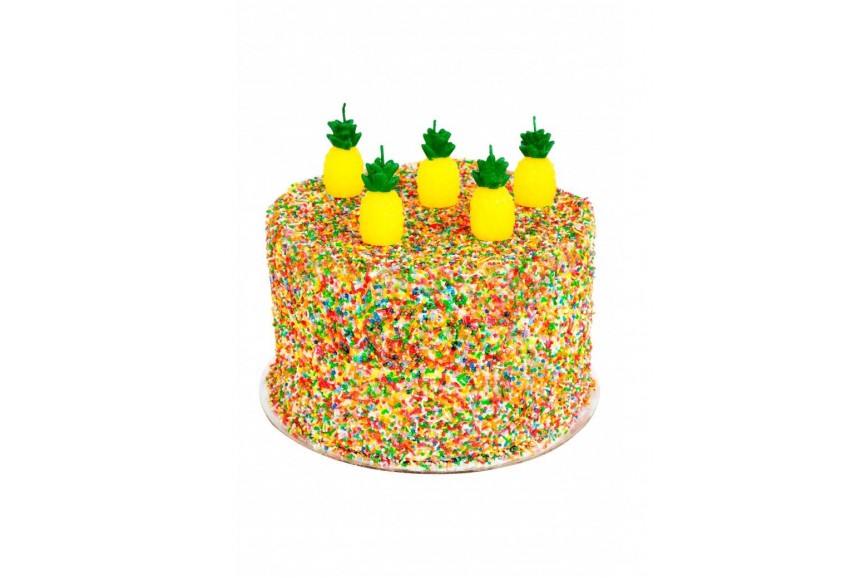 5 Bougies Anniversaire Ananas Montees Sur Pique Deco Gateau Tropical