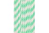 24 pailles rayées vert d'eau et blanc