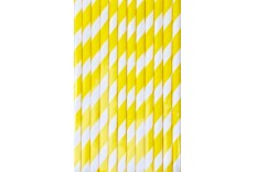 25 pailles de couleur jaune et blanc