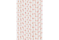 25 pailles à pois roses
