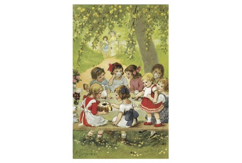 Carte anniversaire enfant vintage -Goûter d'enfants de Ludom Edition