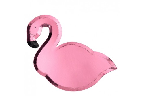 8 assiettes Flamant rose