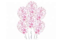6 Ballons confetti rose