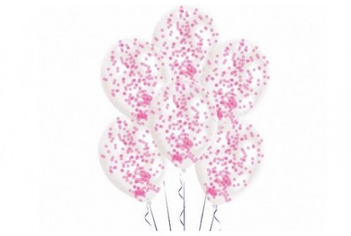 6 Ballons confetti rose