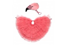 Cape et coiffe de flamand rose