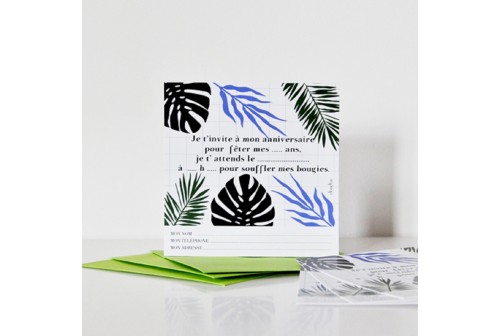 Carton d'invitation pour anniversaire enfant tropical