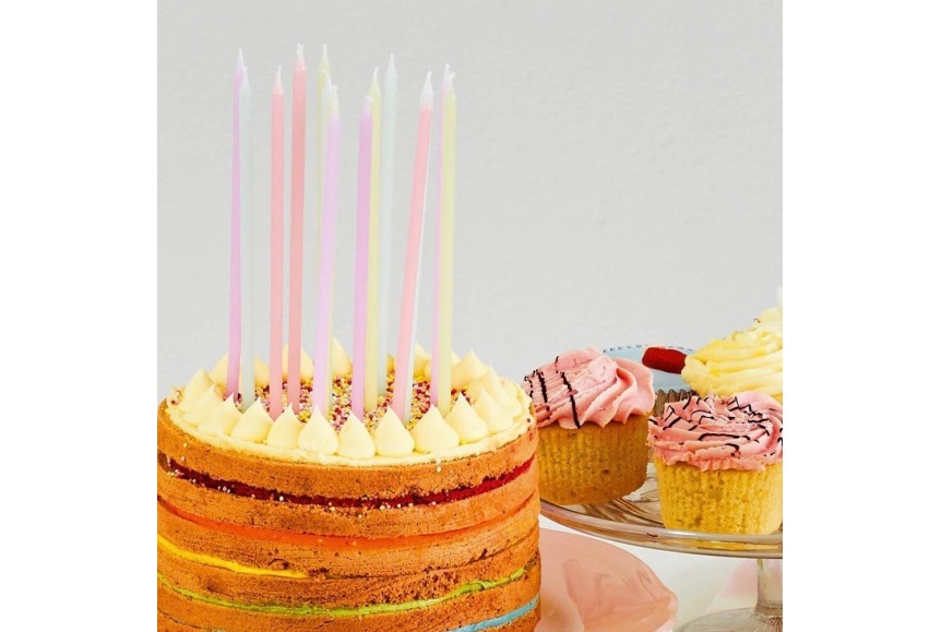 16 longues Bougies anniversaire Pastel - We love Pastels Talking Table