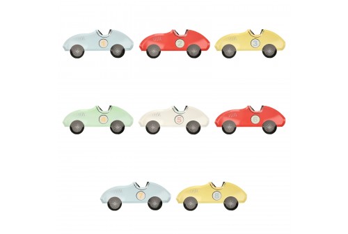8 Assiettes En Carton Forme De Voiture De Course Ancienne Meri Meri
