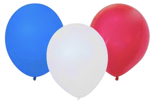 10 Ballons couleurs BLEU BLANC ROUGE- anniversaire et fêtes sportives