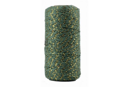 Ficelle En Coton Bicolore Vert Foncé Et Blanc - 25 Mètres, Diamètre 1.5 Mm, Pour Loisirs Créatifs, Tissage, Décoration