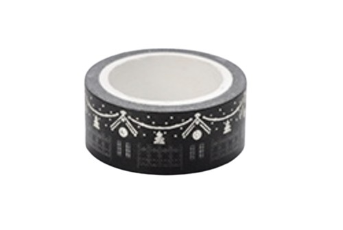 Masking tape Magie de Noël noir - argent