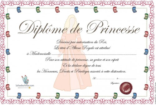 Diplômes de Princesse