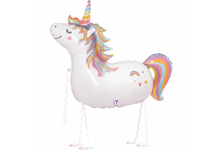 Ballon Aluminium Licorne Géant qui marche sur 4 pattes - hélium