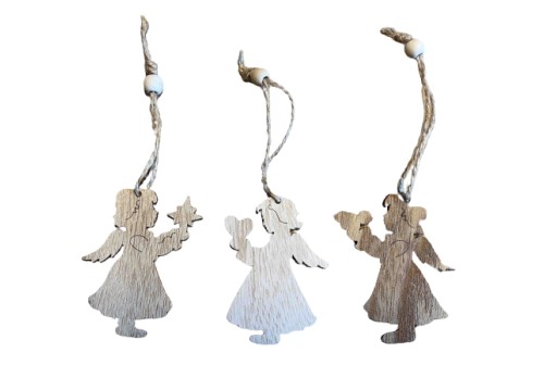 Lot De 20 Anges En Bois Pour Sapin De Noël - 4 Styles Multicolores - Décorations Suspendues Porte-bonheur