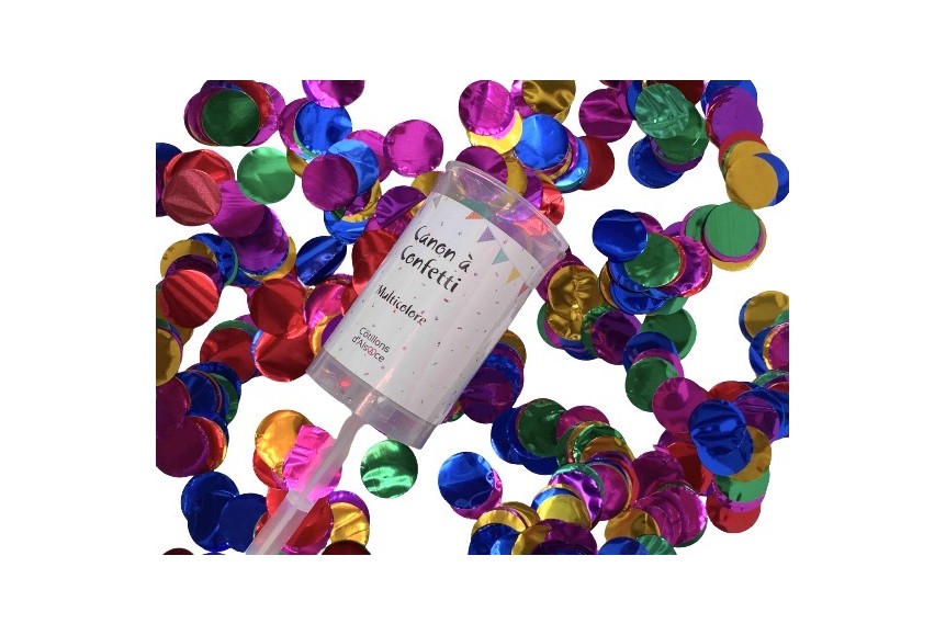 Lanceur de confetti rond mylar multicolore - Canon push confetti Fêtes