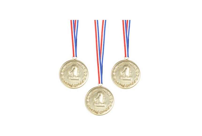 3 médailles de fête n°1 dorées - anniversaire sportif adultes enfants