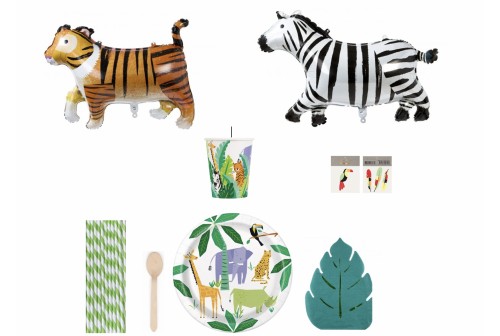 Kit Animaux de la savane - vaisselle & déco Anniversaire enfant safari