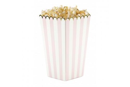 Boîte à popcorn Rose blanc & Or x 8