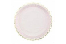 Assiettes en carton couleurs rose pastel et doré - Tim & Puce Factory