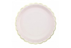 Assiettes rose pastel & or