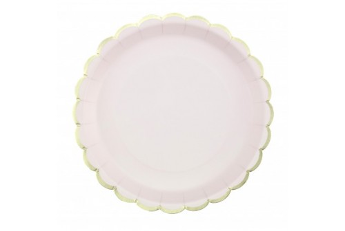 Assiettes rose pastel & or