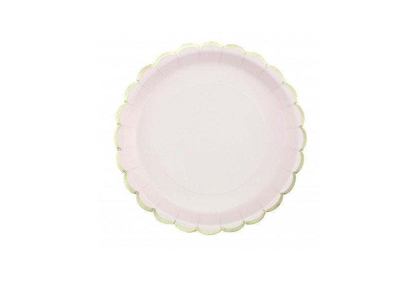 Assiettes en carton couleurs rose pastel et doré - Tim & Puce Factory