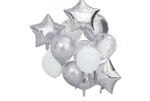 Set Ballons argent & blanc