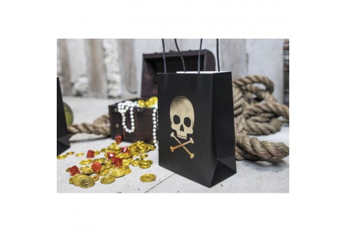 Lot de 12 sacs cadeaux de fête pirate Little Sea Rover avec autocollants assortis pour remise de diplôme, fête d'anniversaire à thème, fête prénatale