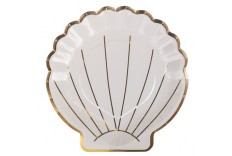 Assiettes coquillage blanc & or