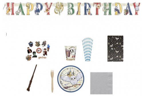 Kit anniversaire Harry Potter - Kit vaisselle Fête de Sorcier H Potter