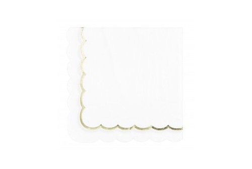 Serviettes blanches & or x 16