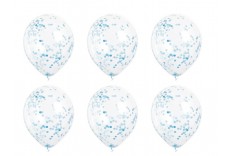 6 Ballons confetti bleus