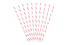 10 pailles rayées rose & blanc