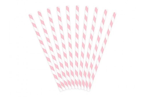 10 pailles rayées rose & blanc