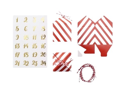 Calendrier Avent Noël rouge & Or DIY - Kit