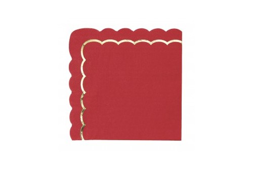 Serviettes rouges & or x 16